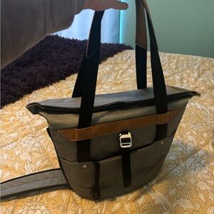 Gray and Brown Messenger Bag with Durable Material